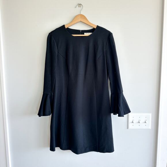 Trina Turk Bell Sleeve Crew Neck Mini Dress Black 8 - Picture 2 of 9